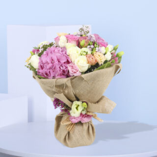 Bunch Of Mix Flowers With Pink Hydrangeas