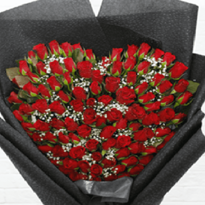 100 roses heart shape bouquet
