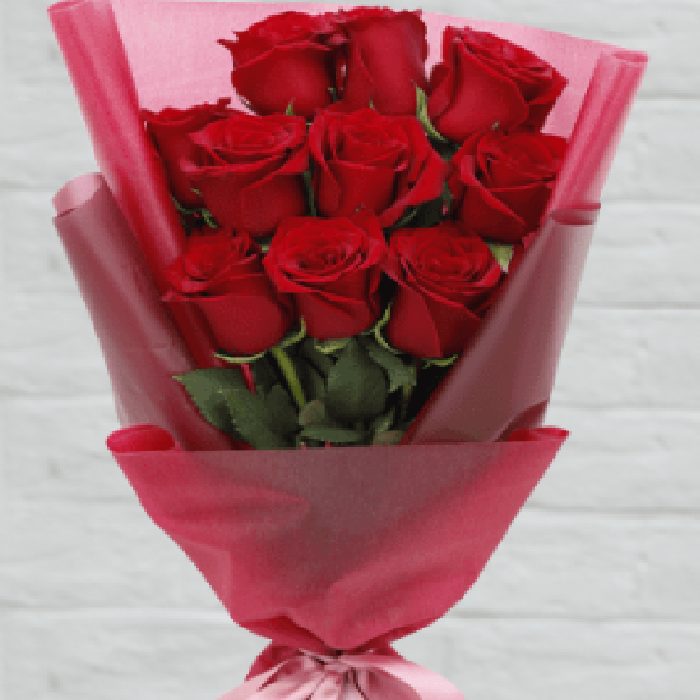 10 stem red rose bouquet 2