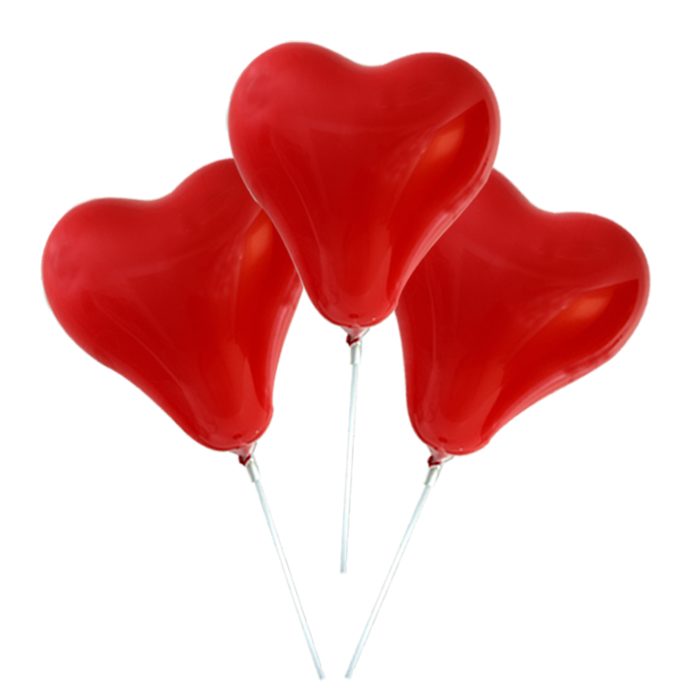 3 pcs heart shape air balloons with cups and stick