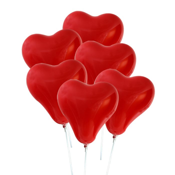 6 pcs heart shape air balloons with cups and stick
