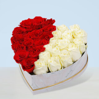 Red and White Color Heart Shape Flower Gifts