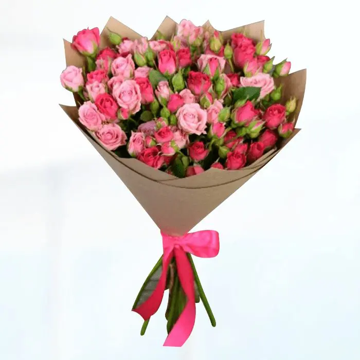 bouquet of mix pink spray roses