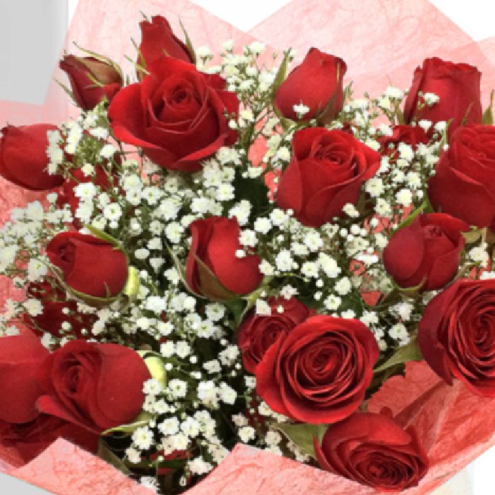 bouquet of fresh red spray roses