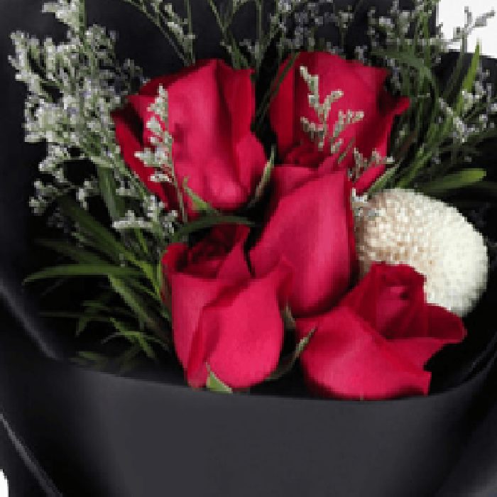 elegant black wrap bouquet