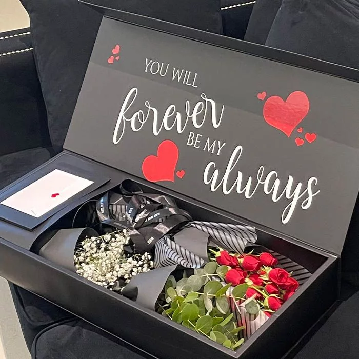 forever my love customised flower gift box red spray roses jpg