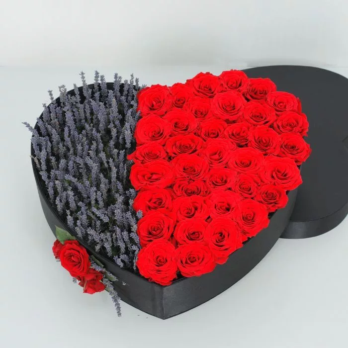 heart shape red rose and lavender jpg
