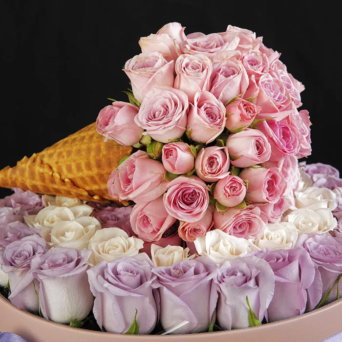 mix roses in cone and box 3 jpg