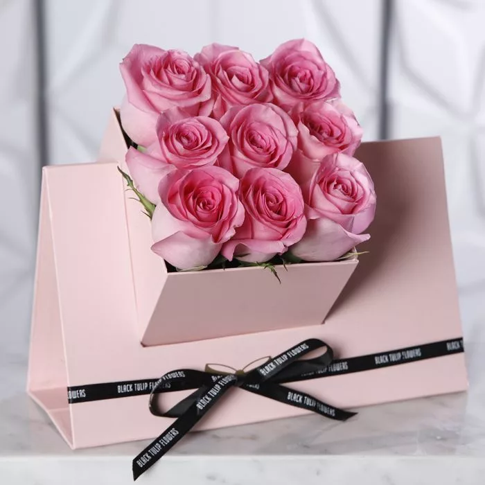 pink roses in pink cube box 1 jpg