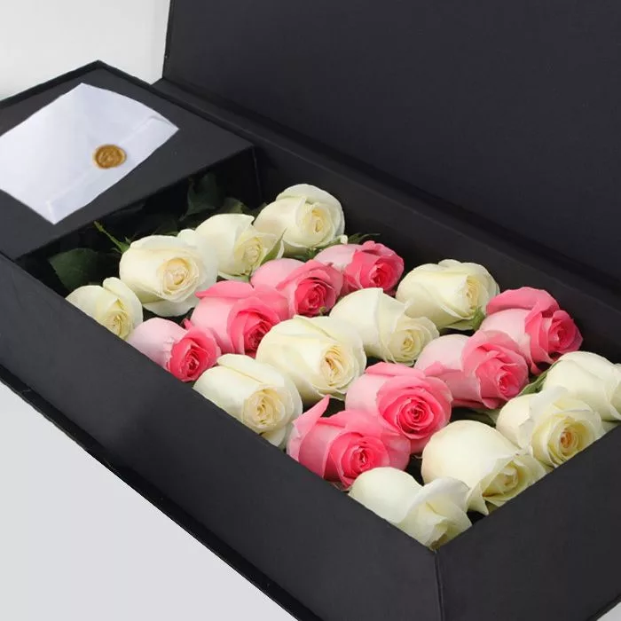 pink white roses in black box 1 1 jpg
