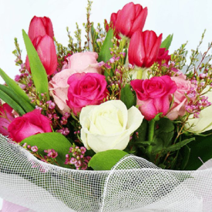 tulip and rose with patchi bouquet combo