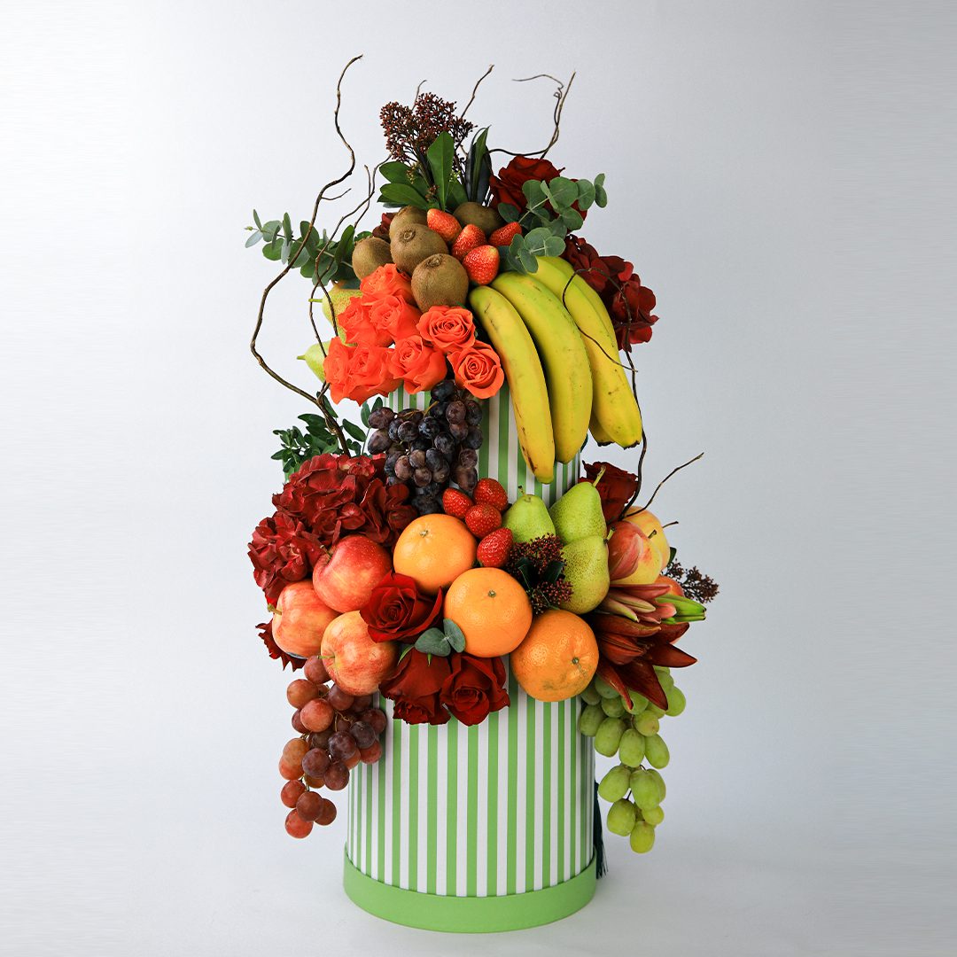 Aspiring Delight fruit arrangement in a box.