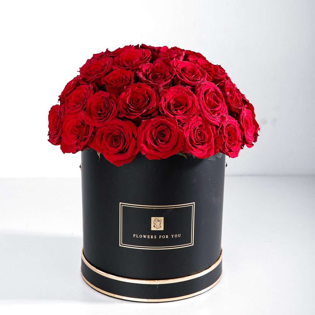 Classic Red Box by Black Tulip Flowers