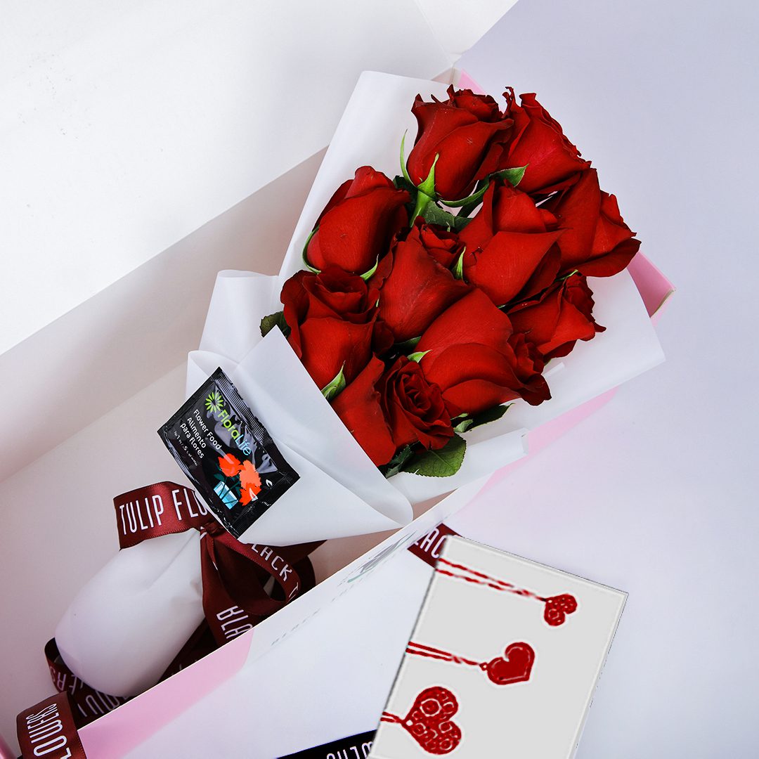 Cutie Red flower box by Black Tulip Flowers
