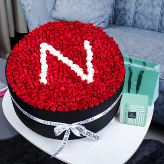 N Letter Rose Flower Box Arrangement Gifts with chocolates