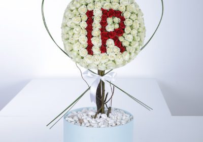 White Couple Bouquet by Black Tulip Flowers