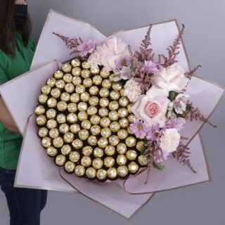 Ferrero Bouquet with Pink Flowers