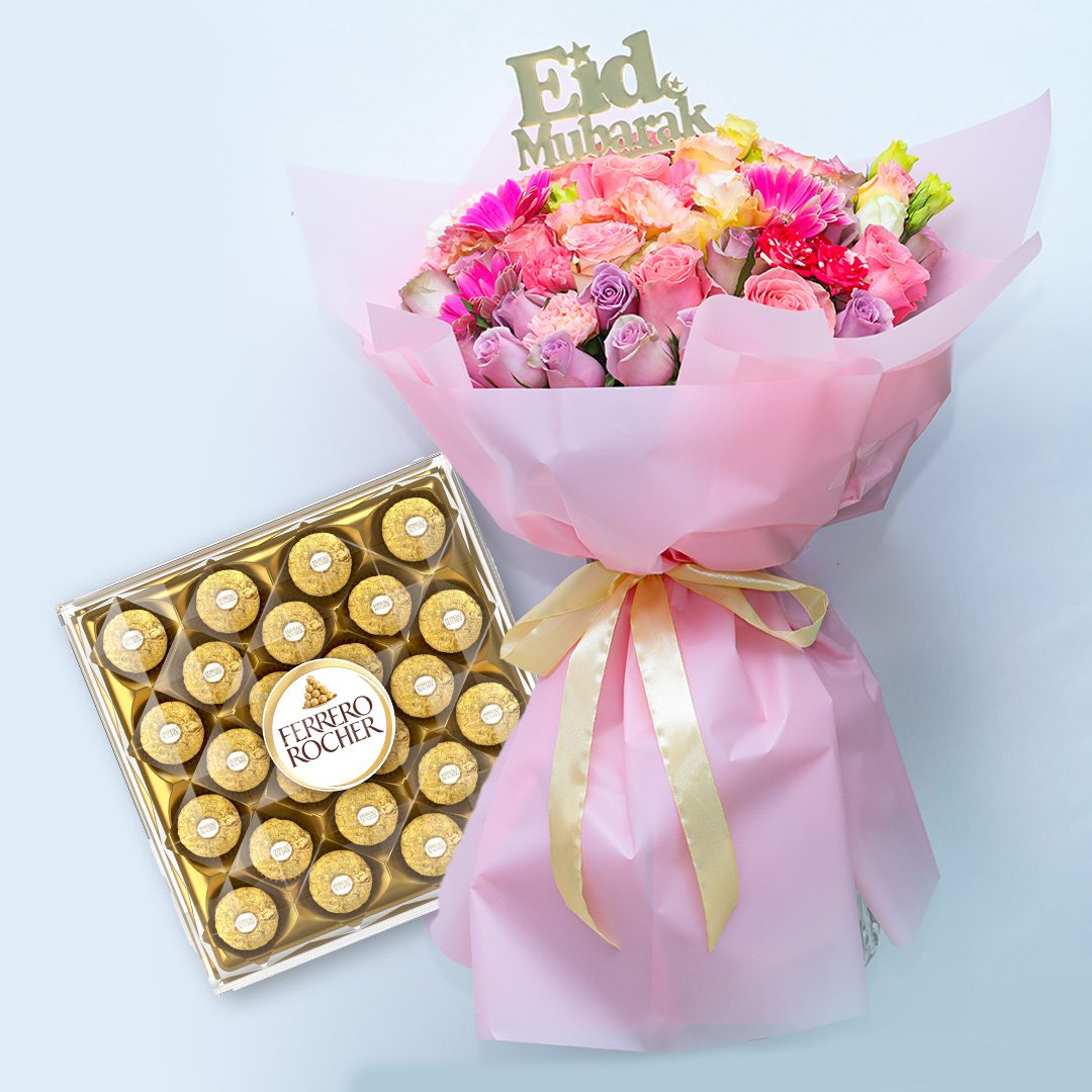 Eid Mix Flowers with Ferrero Rocher