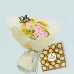 Happy Eid Flower Bouquet with Ferrero Rocher
