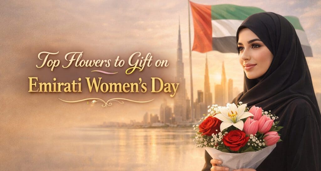 Elegant flower bouquet for Emirati Women’s Day celebration honoring women in the United Arab Emirates