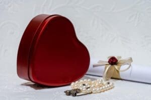 a piece of jewellery or a keepsake box with a special date or message.