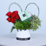 ChocoBloom Love Box - Red on Green 1 red - roses - green - foliage