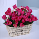 Pink Tulip Basket 1 40 stem pinkTulip