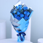 Mystic Blue Rose Bouquet 1 Blue-Painted-Rose