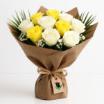 Delightful Rose Bouquet 1 yellow-white-rose-bouquet