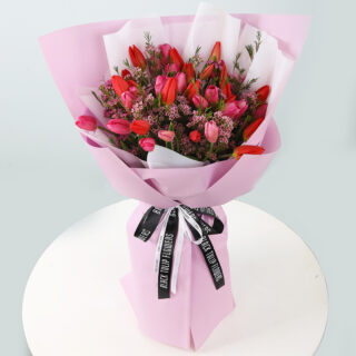 Dark Pink & Light Pink Tulip Bouquet
