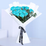Royal Blue Roses Bouquet 1 blue-rose-leaves