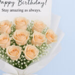 Peach Rose Birthday Bouquet 4 04 72