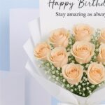 Peach Rose Birthday Bouquet 5 05 39