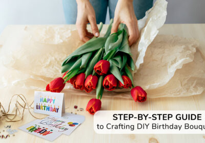 Step-by-Step Guide to Crafting DIY Birthday Bouquets 2 A person making a tulip bouquet