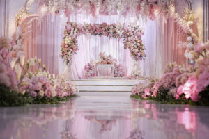 photorealistic wedding venue with intricate decor ornaments