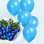 Blue Orchid Bouquet with Balloons 2 02