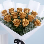 Golden Rose Bouquet (12 Stems) 3 4