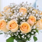 Peach Roses in Vase 3 4