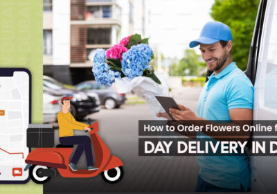 How to Get Same-Day Flower Delivery: A Complete Guide 4 A courier holding a fresh flower bouquet near a doorstep, symbolizing fast same-day flower delivery service.