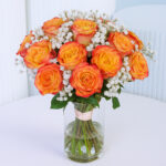 Cheerful Orange Roses in Vase 1 orange-rose-vase