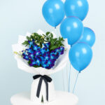 Blue Orchid Bouquet with Balloons 1 orchids-with-balloons