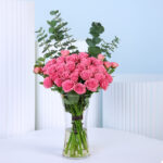 Pink Spray Rose in Vase (20 stems) 1 pink-spray-rose-vase