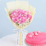 Pink Hydrangea Bouquet & Cake 2 pink-hydrangea-bouquet-cake-02