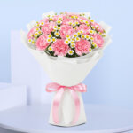 Sweet Pink Carnation Bouquet 1 pink-carnations-cake-combo-01