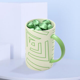 Patchi light green patterned mug filled with milk chocolates – 120g.