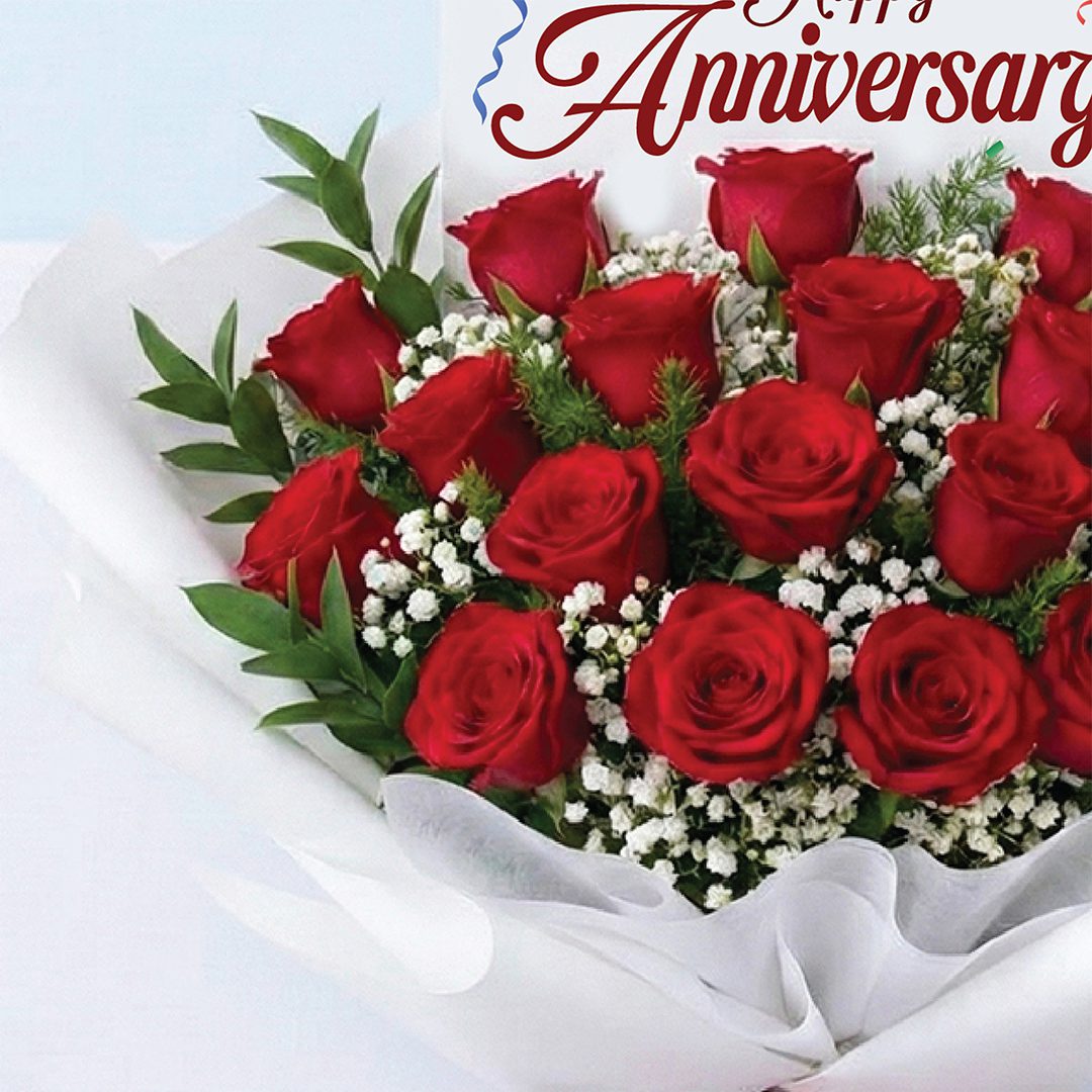Anniversary Red Rose Bouquet | 18 Premium Roses