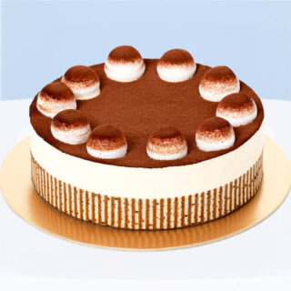 Classic Tiramisu Cake 1.1 kg with espresso-soaked sponge and cocoa topping.