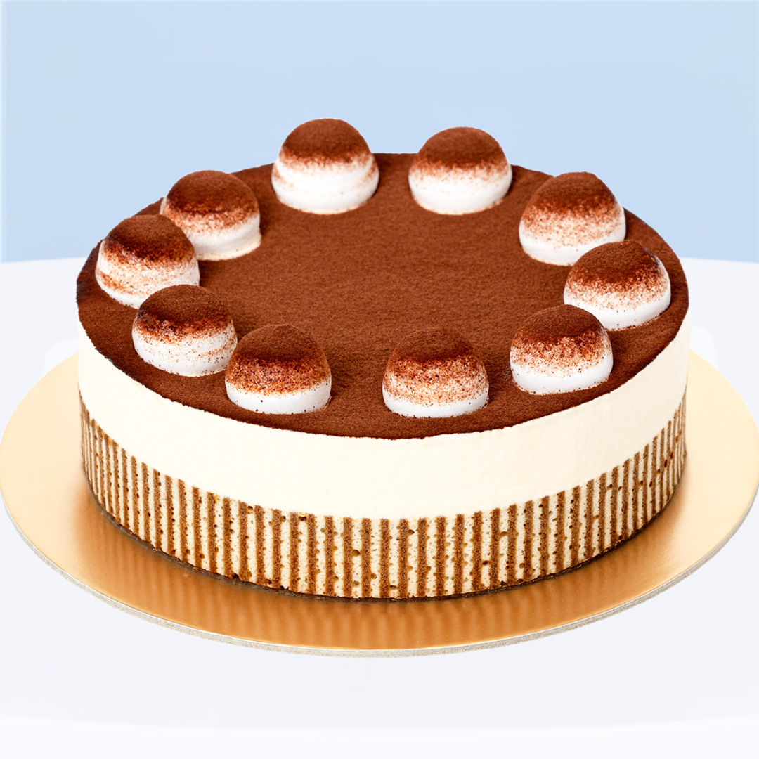 classic-tiramisu-cake-1-1kg Classic Tiramisu Cake 1.1 kg with espresso-soaked sponge and cocoa topping.