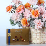 Ecuador Roses Basket with Lindt 4 peach-pink-roses-basket-with-lindt_04