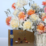 Roses Basket & Lindt Chocolate 3 white-orange-roses-basket-with-lindt_03